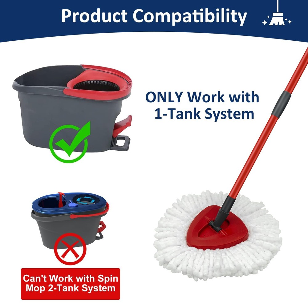 Mop Replace Heads Mop Handle and Mop Base Replacement for O Cedar EasyWring 1...