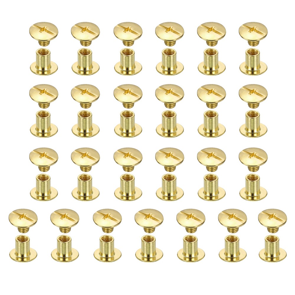25set Phillips Chicago Screw M5x6mm Binding Post Screw, Gold