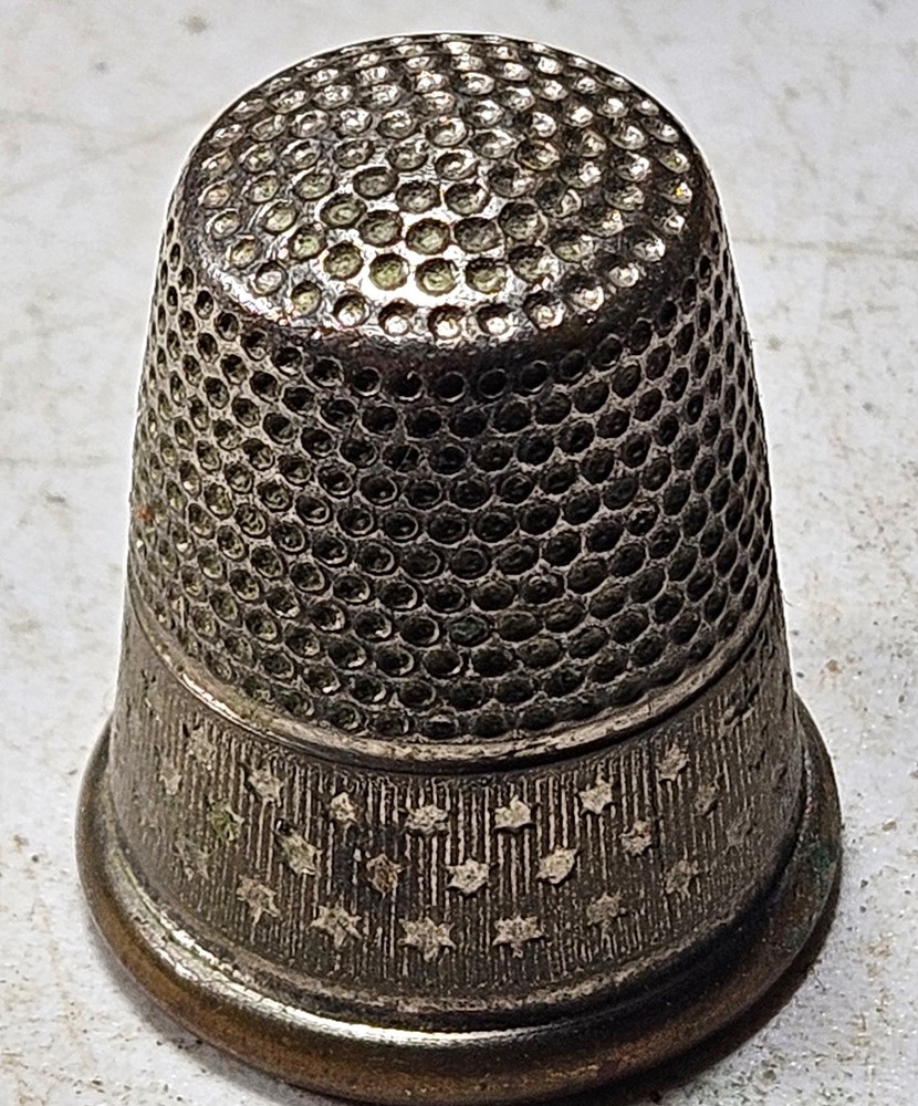 Victorian Era Sterling Silver Star Pattern Thimble Antique Sewing Accessory