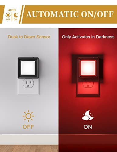 DORESshop Red Night Light [2 Pack], Dusk to Dawn Sensor, Adjustable Brightness