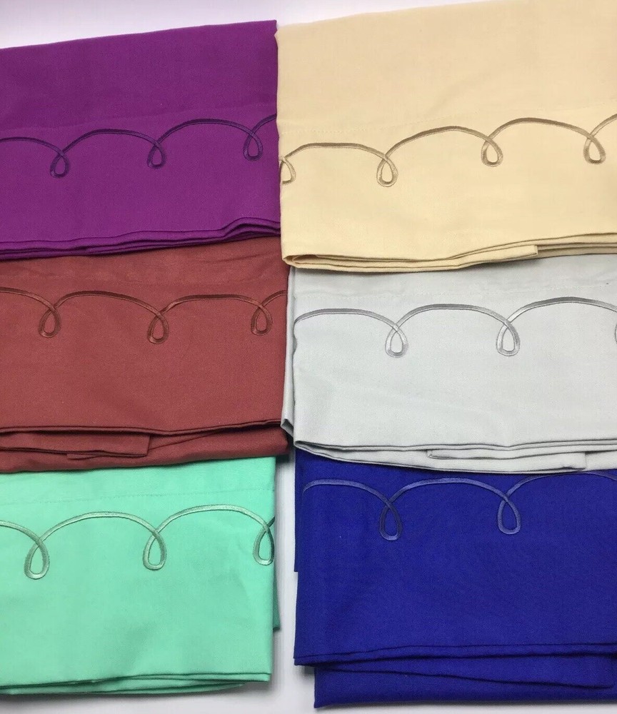 6-Standard 100% Polyester Pillowcases Unused Embroidered Border Multi Colors