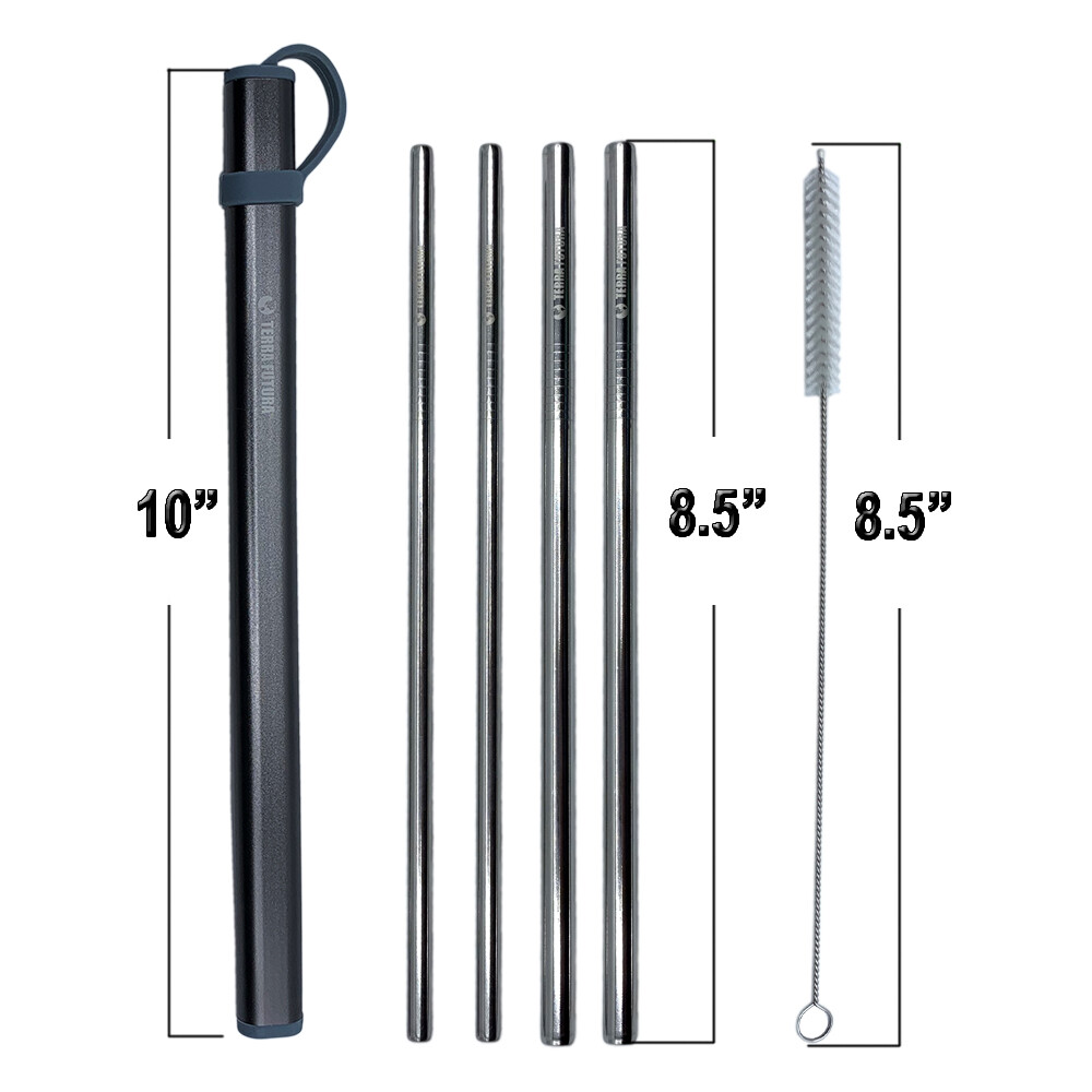 Reusable Straws Set with Luxury Aluminum Carry-On Case / Replace Plastic Straws