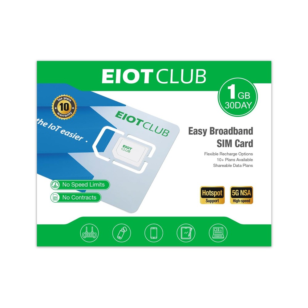 EIOTCLUB Data Only SIM Card - Ideal for Mobile WiFi Hotspots, Routers, USB...