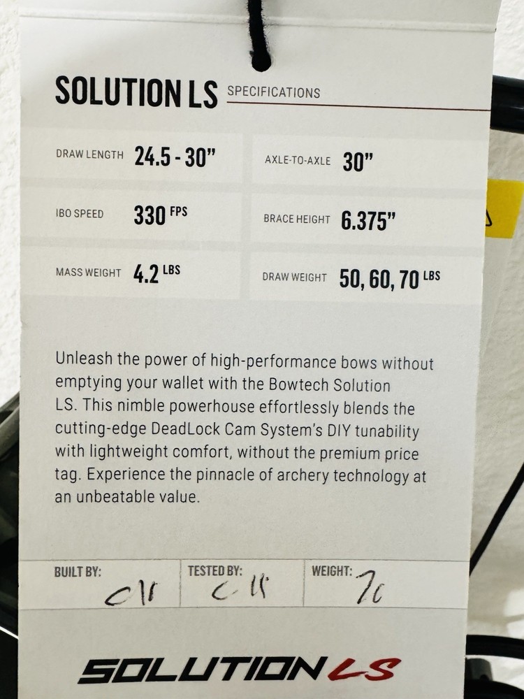 New RH Bowtech Solution LS 60-70# Green