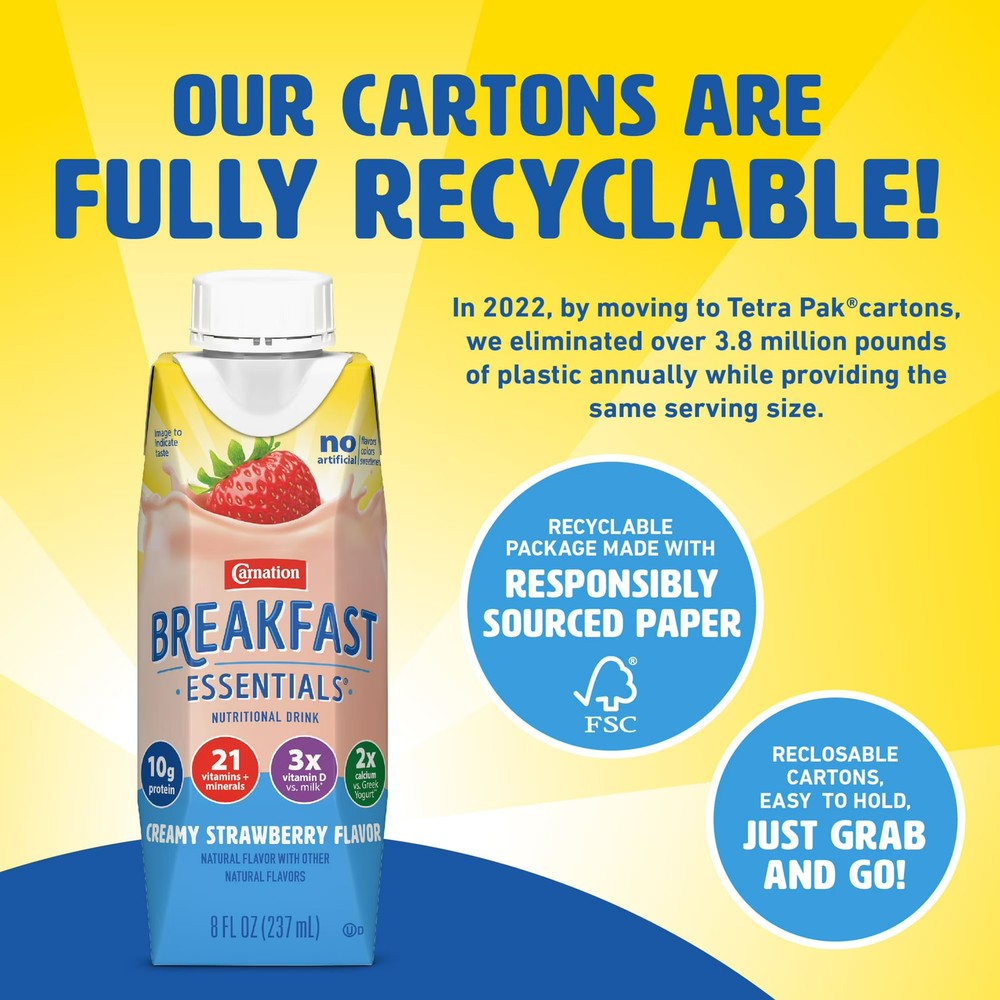 Carnation Breakfast Essentials Nutritional Protein-Packed Drink Shakes