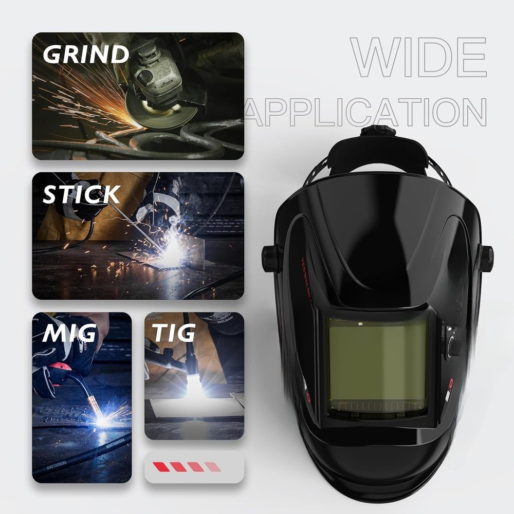 Auto-darkening welding helmet, blue light blocking, solar-powered welding visor