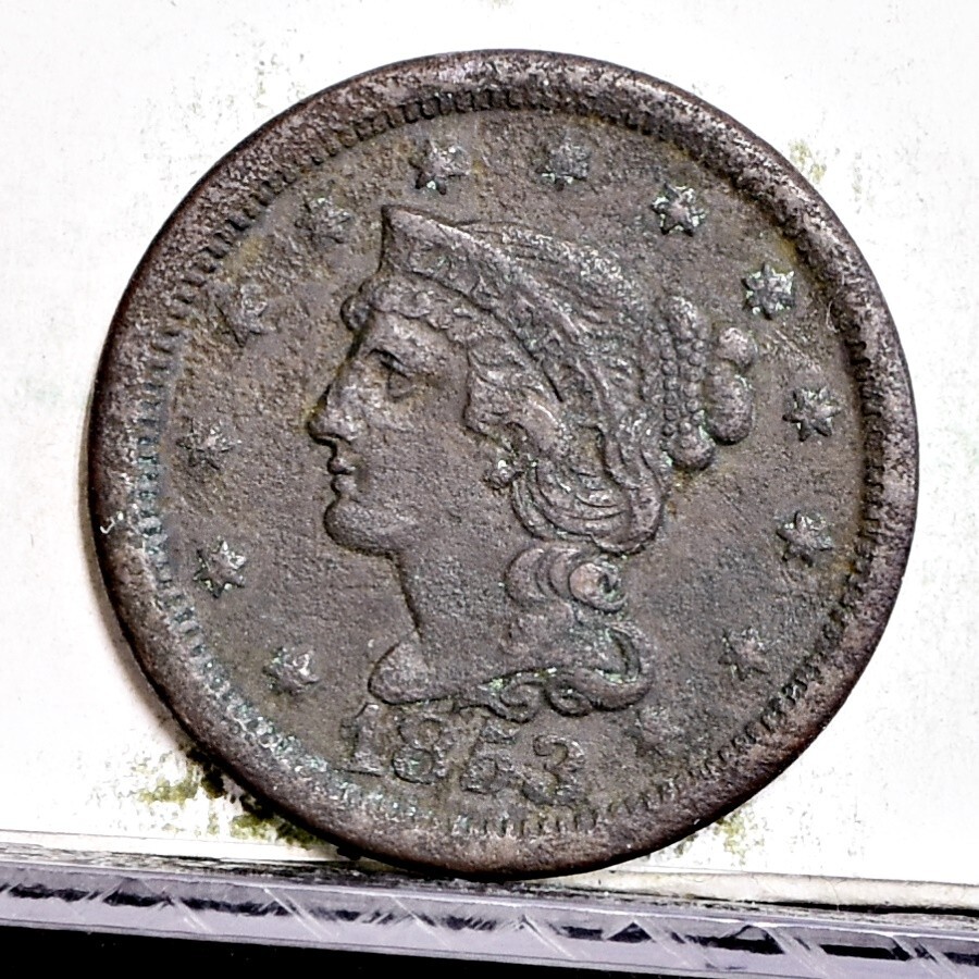1853 Large Cent  - Fine Details, Rough Surface (56658-L)