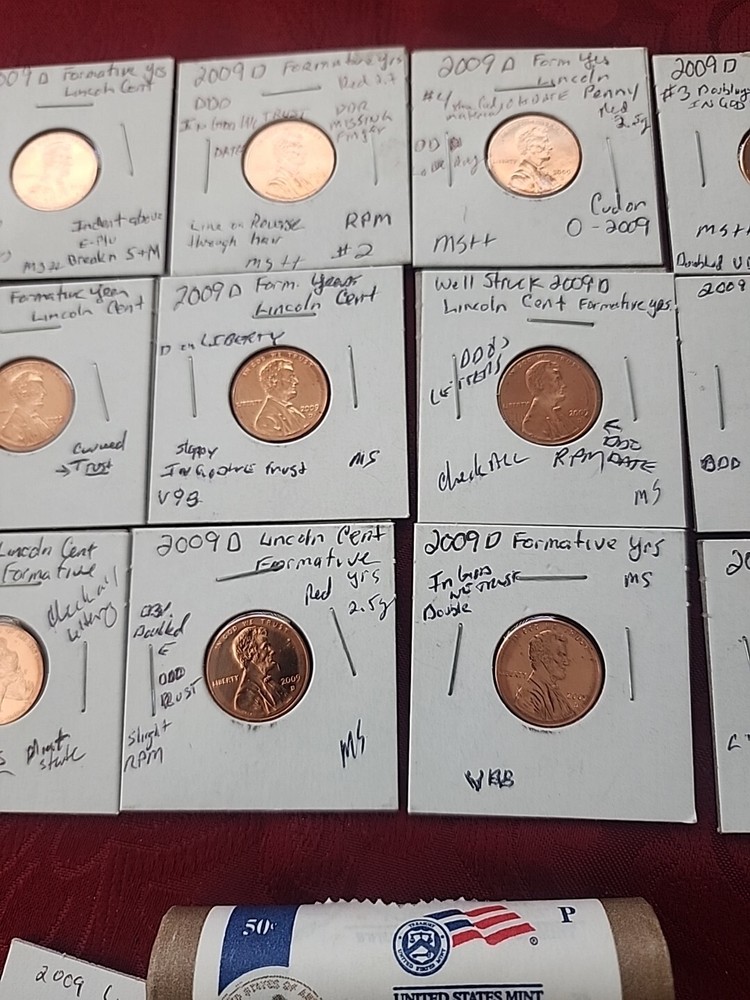 ☆☆Must Have ☆BU 2009-D Lincoln ANNIVERSARY Cent Set Formative Years MS ERRORS☆☆☆
