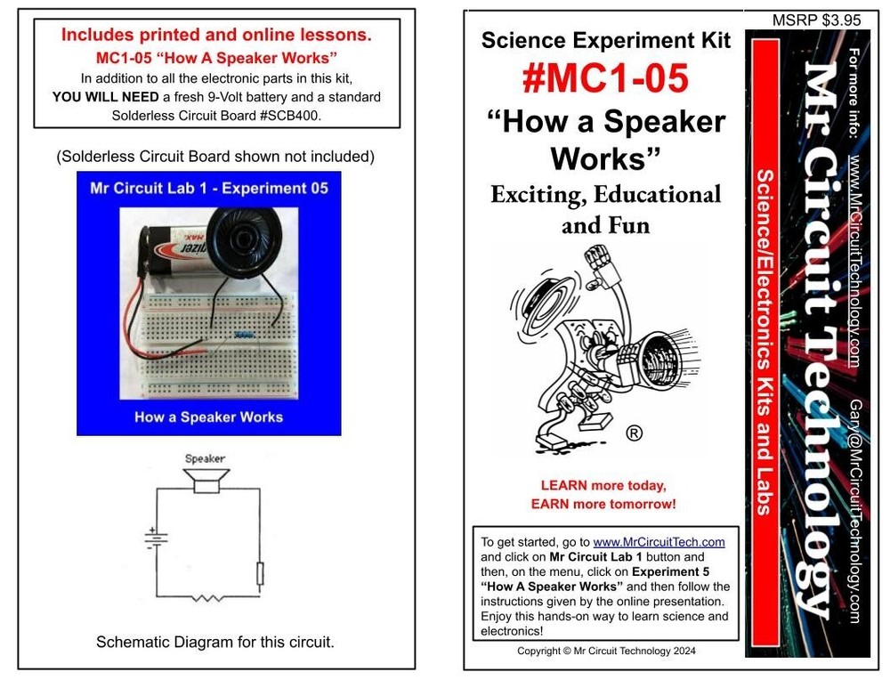 MC1-05 ** Mr Circuit Science ** Experiment Kit -How A Speaker Works