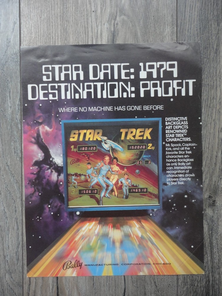 Star Trek Pinball Machine Flyer Original Bally Flyer D