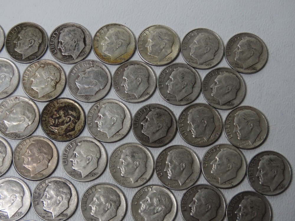 1960's Silver Dimes - 54 Count, 85.70 dwt