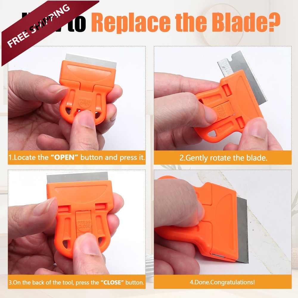 ISDVBUY 2 Sets Razor Blade Scrapers, Plastic Scraper Tool Extra 10 Plastic...