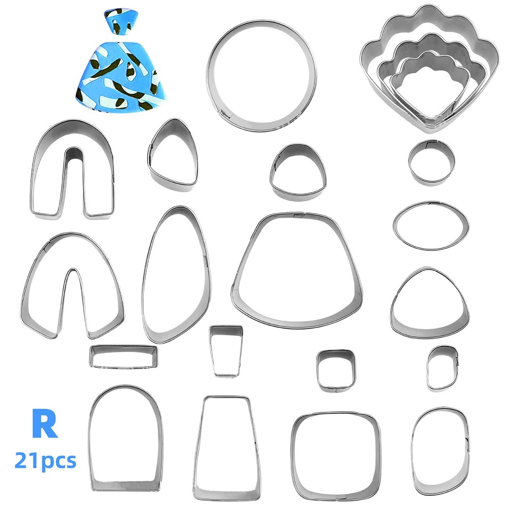 21Pcs Different Shape&Size Clay Earrings Jewellery Cutting Mold Making DIY Tool