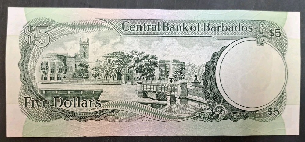 (1975) Barbados 5 Dollars P32, G8-778564.