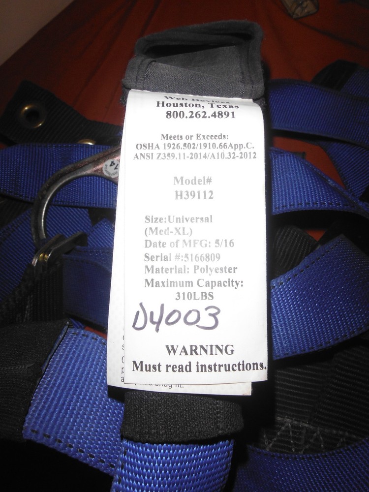 Web Devices Full Body Harness Polyester Blue size (M-XL) H39112