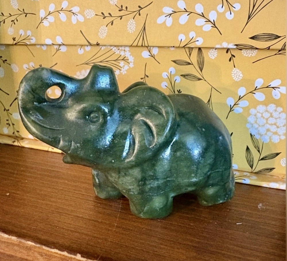 Hand carved jade elephant figurine