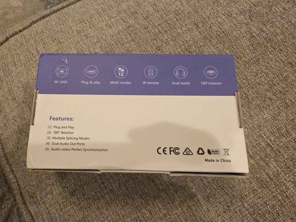 4K 30HZ 2x2 Video Wall Controller, HDMI Input with 12 Modes, 180° Rotation Split