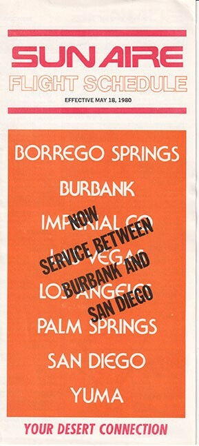 Sun Aire timetable 1980/05/18