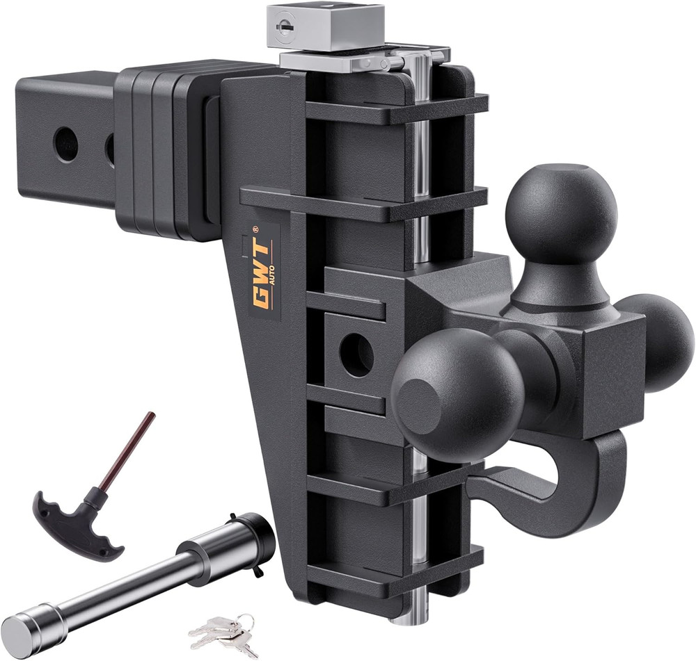Adjustable Trailer Hitch Tri-Ball Hook 6" Drop 2.5" Receiver US