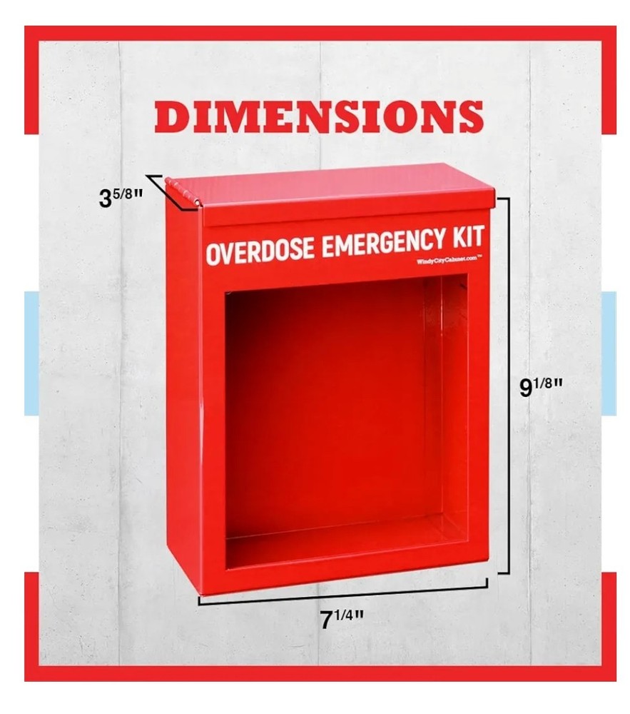 Overdose Emergency Kit Non-Locking Cabinet - High Visibility & Secure Mountable