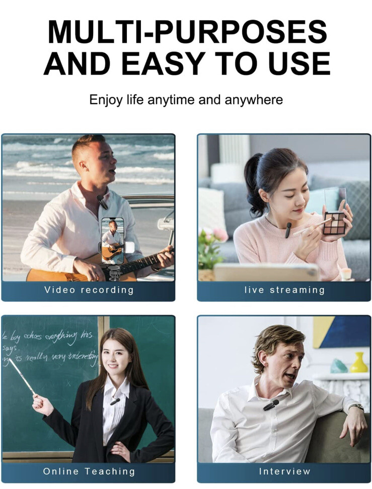 Microphone for iPhone,Professional Wireless Lavalier Microphone, Mini Clip on