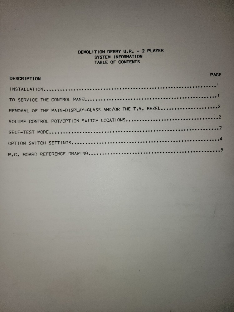 Demolition Derby & MCR 2 Manuals BALLY Arcade