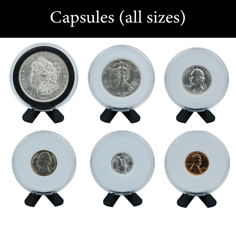 (10) Coin Holder Display Stand Challenge Capsule Storage Box Case Easel Plastic