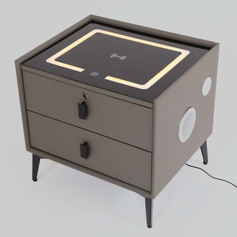 Bluetooth Speaker Smart Bedside Table w/ Light USB& Wireless Charging