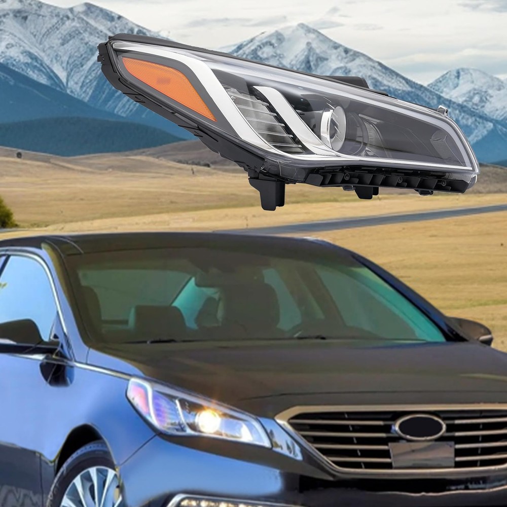 Halogen Headlight Assembly for 2015-2017 Sonata Right Passenger Side DRL