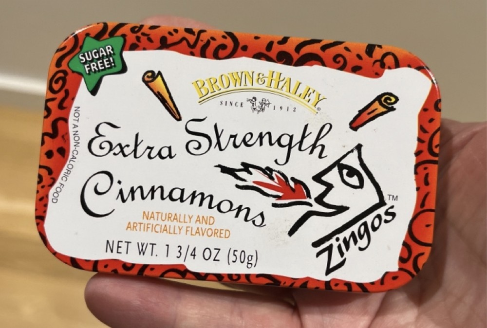 Brown Haley Tin Cinnamons Zingos empty