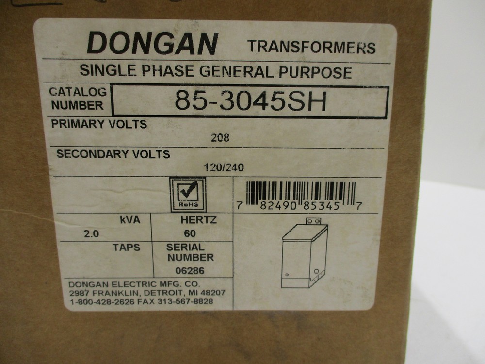 *NEW* DOGAN 85-3045SH TRANSFORMER SINGLE PHASE 208V