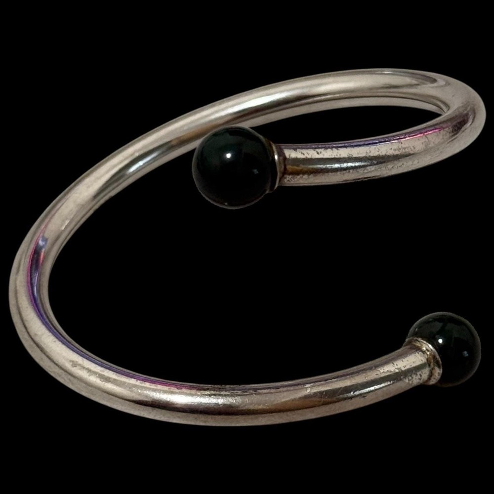 Sterling Bloodstone Open Bypass Adjustable Cuff