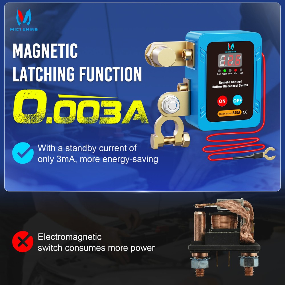 240A Remote Battery Disconnect Kill Switch LED Digital Display Anti-Theft Switch