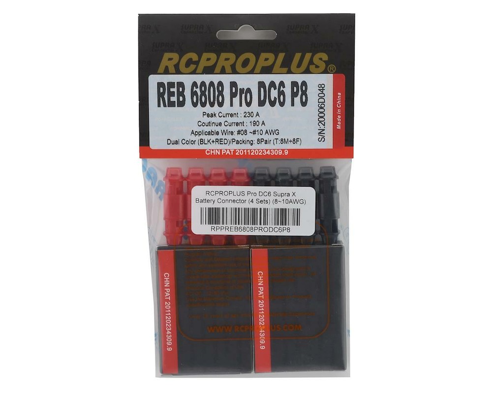 RCPROPLUS Pro-DC6 Supra X Battery Connector (4 Sets) (8~10AWG)