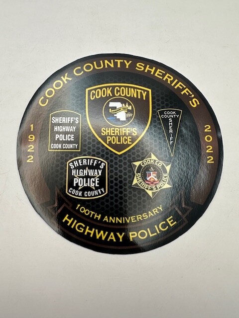 COOK COUNTY Sheriff's 100th year 6'' round decal