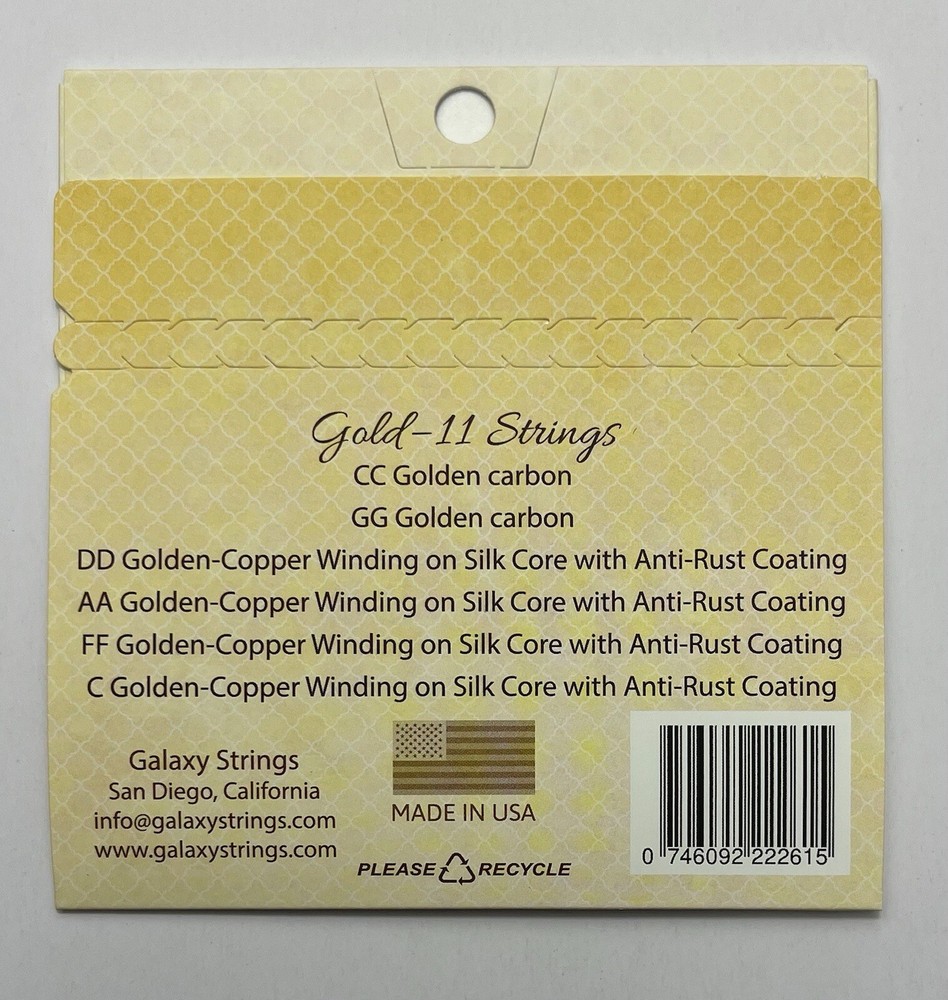 Galaxy Oud Strings, Golden Carbon and silver wound string, 11 Strings.