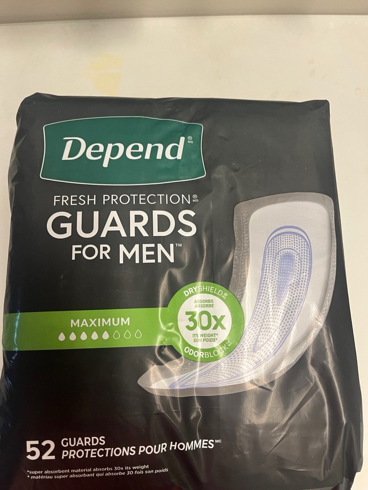 Depend Guards Incontinence Pads for Men, Max. Absorbency, 52 Ct