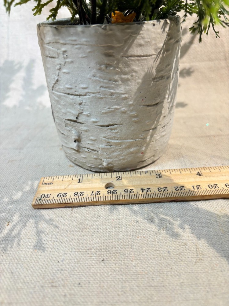 Ceramic Birch Bark Planter With Pine & Pinecone Bouquet Christmas