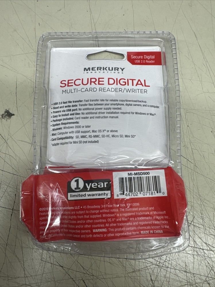 Merkury Innovations Secure Digital Multi-card Reader/Writer