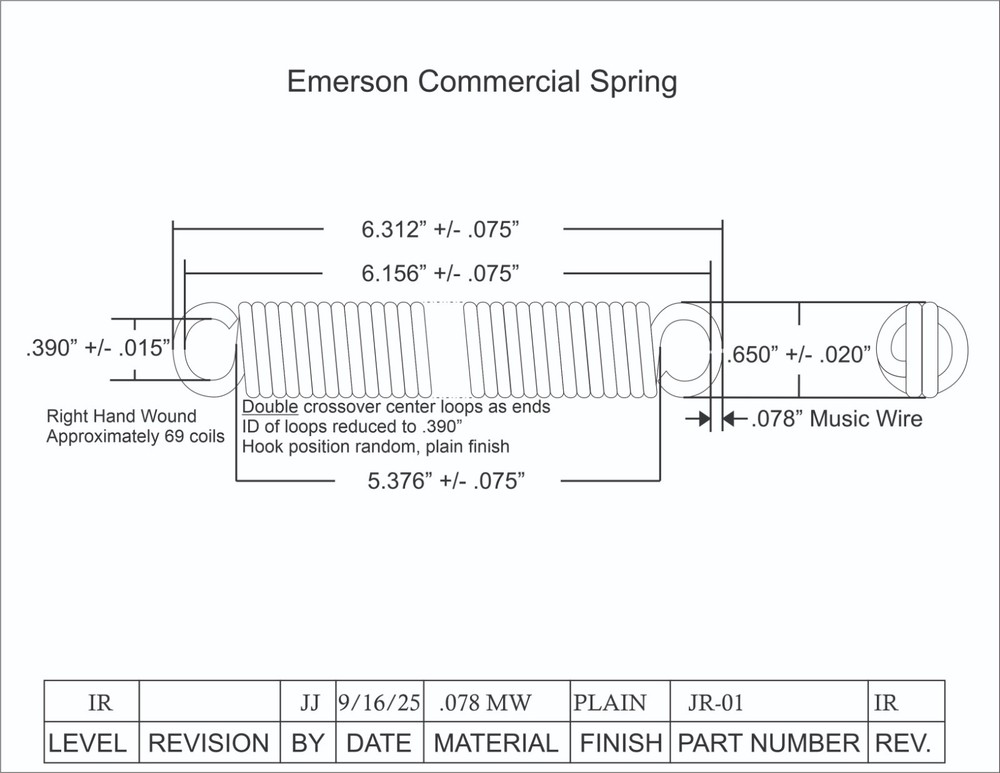 Craftsman Emerson Commercial Drill Press Feed Return Spring