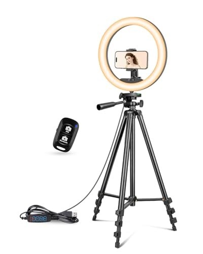UBeesize 12 inch Ring Light with Stand, Selfie Ring Light with 50" Extendable Tr
