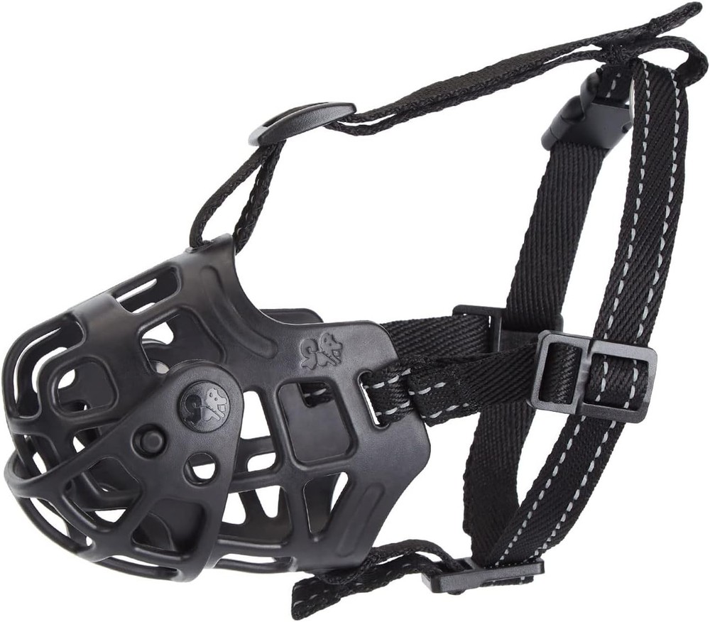 Dog Muzzle Adjustable Dog Basket Muzzle W/ Movable Cover to Prevent Biting