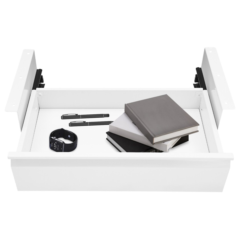 Under Desk Mounted Sliding Pull-out Drawer Storage Organizer for Workstation