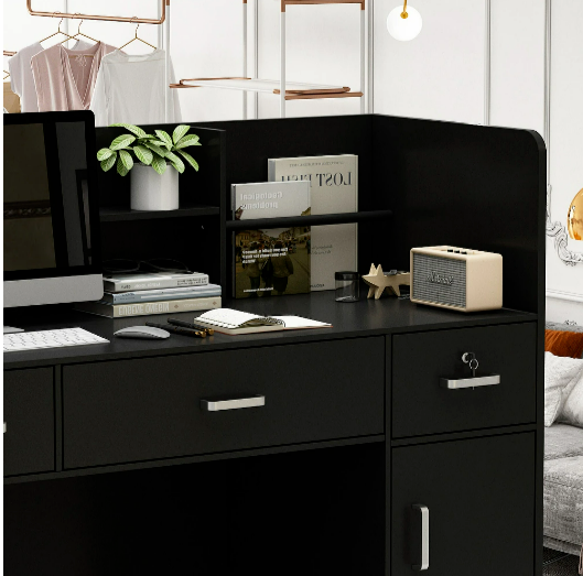 Desk Office Shelf Reception Counter Drawer Front Lockable Checkout Table Study
