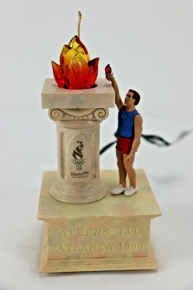 2 Hallmark Keepsake Lighted Flame Flickering Light and Music 1996 Olympic New