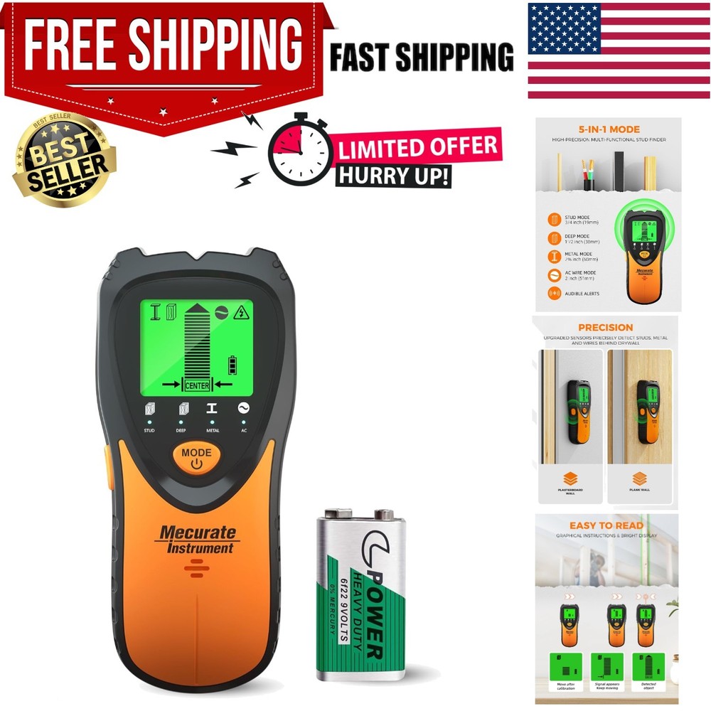Advanced 5-in-1 Wall Scanner with LCD & Live Wire Detection for DIY Projects