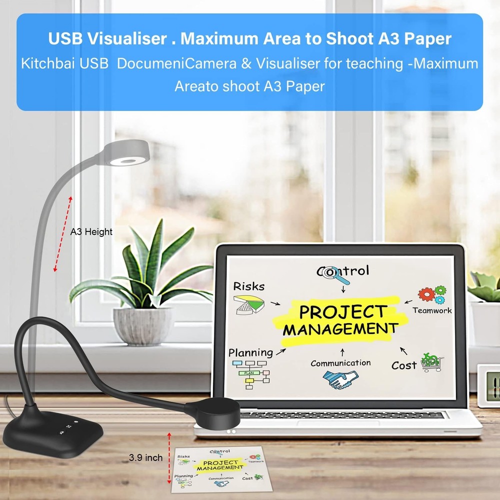 kitchbai Document Camera for Teachers, Webcam and Overhead Camera for Classro...