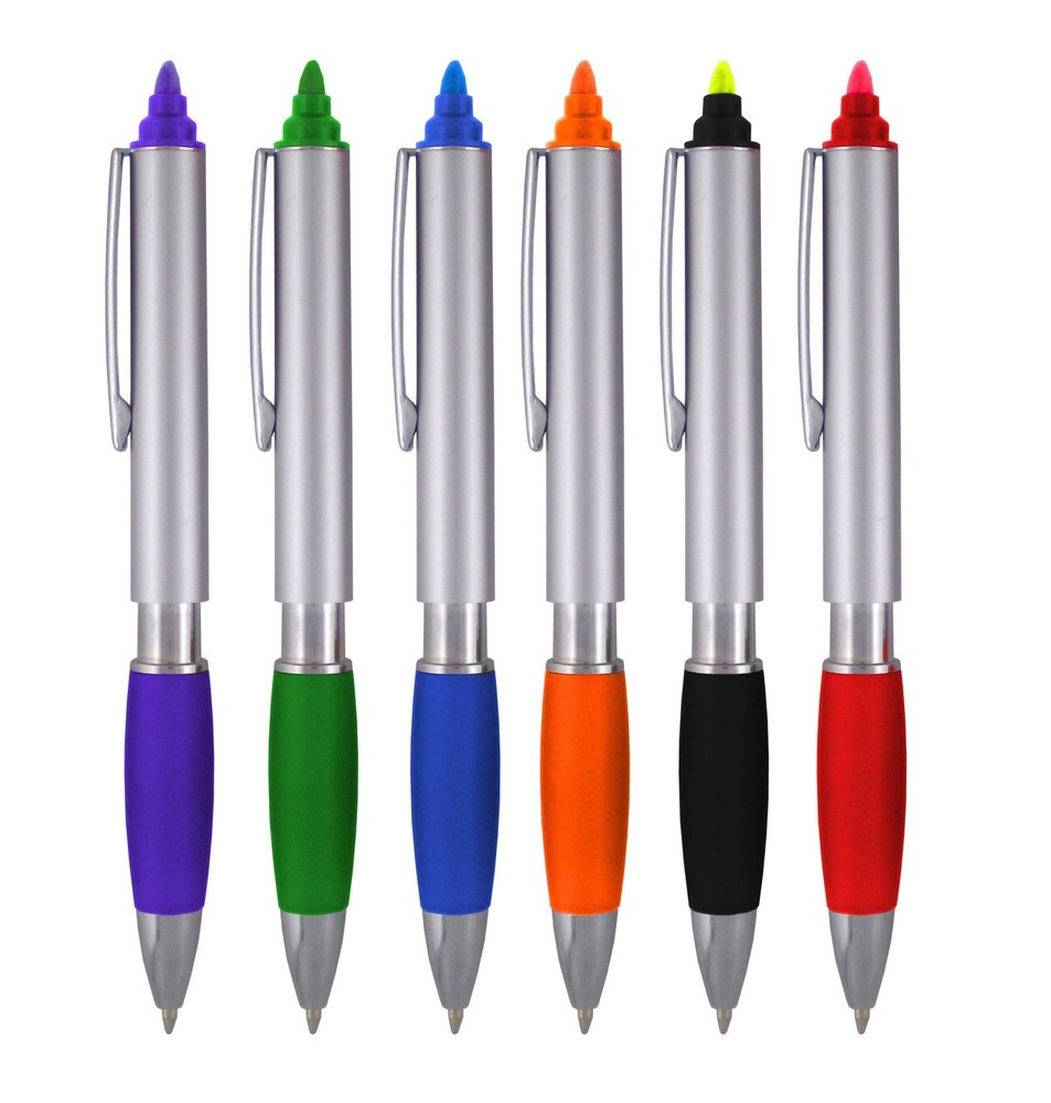 SyPen Ballpoint Pen with Highlighter With Chisel Tips, Comes 6 Pack, Assorted