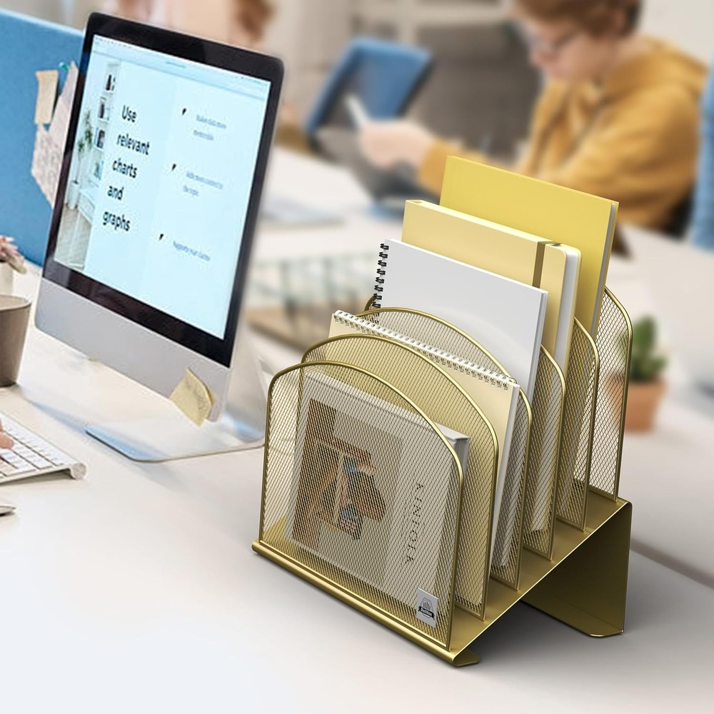 Sturdy Inclined File Organizer - Modern Desktop Solution for Classroom & Home