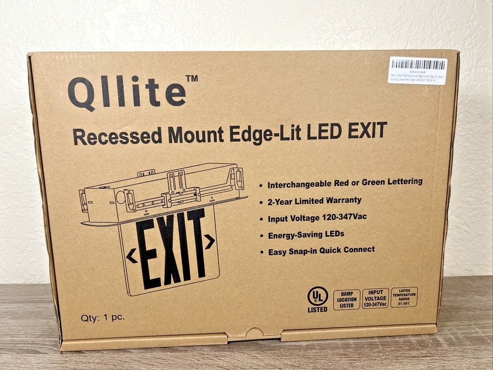 LED Exit Sign Red Letters Edge Lit Recessed Mount Commercial Emergency UL